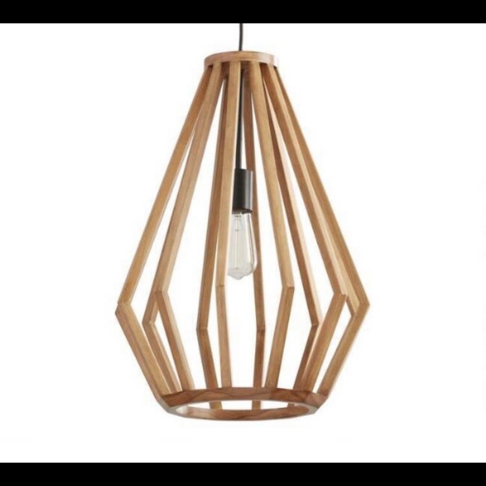 NWOB World Market Emery Faceted Wood Pendant Light - $80